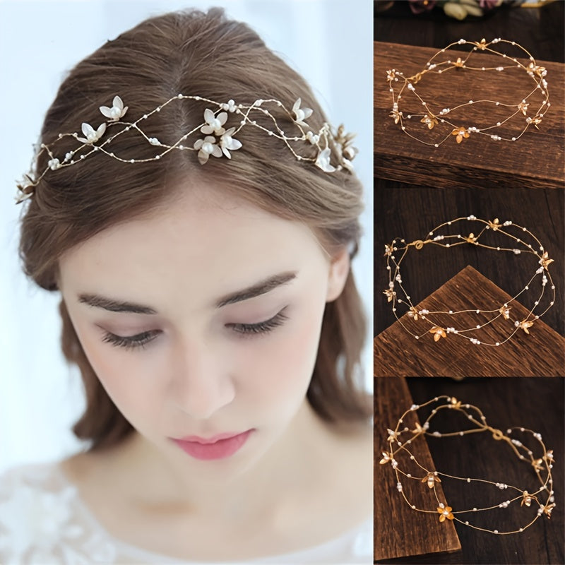 Golden Bridal Hair Vine Wedding Hair Accessory For Brides