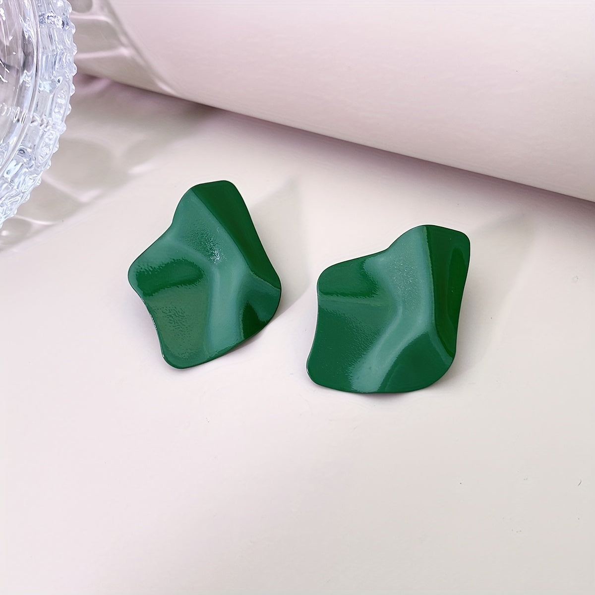 Green Spray Paint Argyle Stud Earrings for Girls