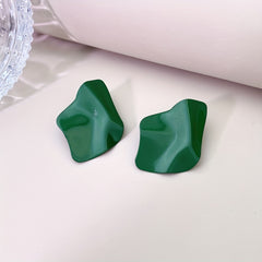 Green Spray Paint Argyle Stud Earrings for Girls
