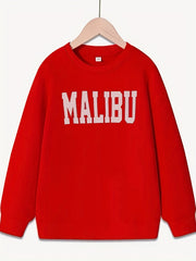 Girls Letter Sweatshirt Round Neck Top Pullovers