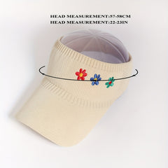 Flower Embroidery Visor Hat Mesh Knitted Sun Hat Baseball Cap For Women