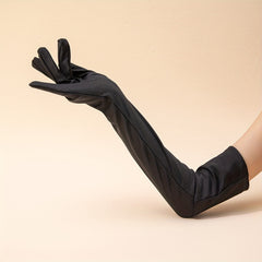 Pleated Satin Long Gloves for Wedding Bridal Dress