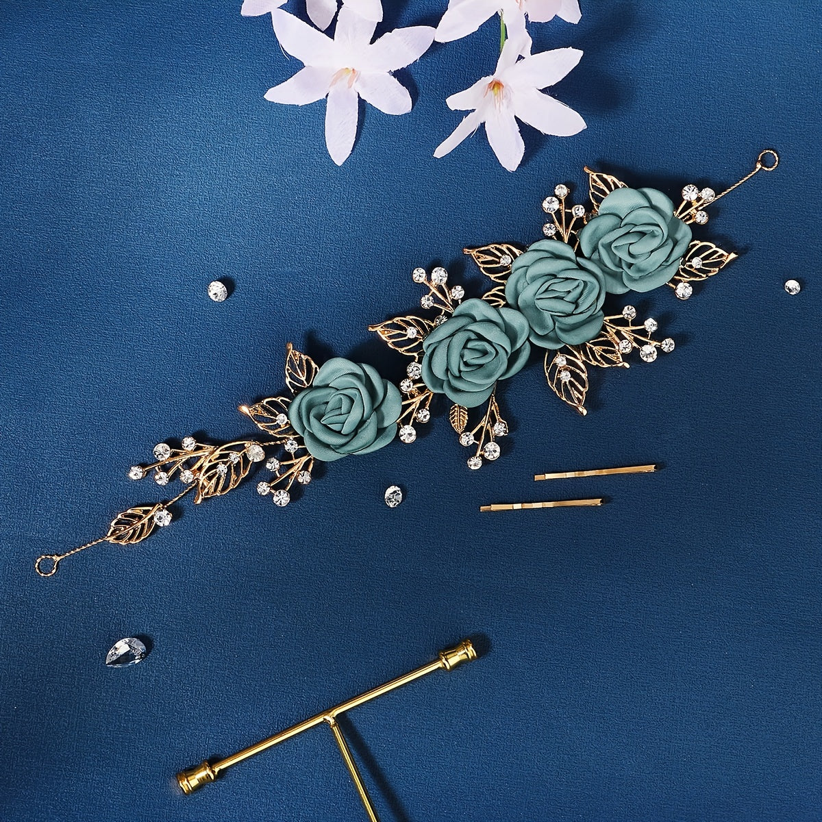 Rose Flower Hair Band For Wedding Brides