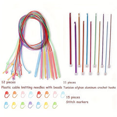 38pcs Tunisian Crochet Hook Set 2-8mm Aluminum Afghan Hook 3-12mm Plastic Needle