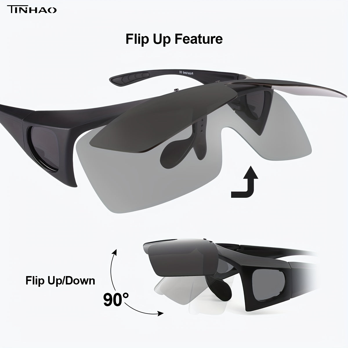 TINHAO Flip Up Polarized Sunglasses For Eyeglasses UV400 Protection