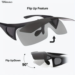 TINHAO Flip Up Polarized Sunglasses For Eyeglasses UV400 Protection