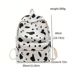 Canvas Backpack Cow Pattern Rucksack Schoolbag Lightweight Large Capacity