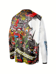 Men's Cycling Jersey with Graffiti Print Long Sleeve Shirt