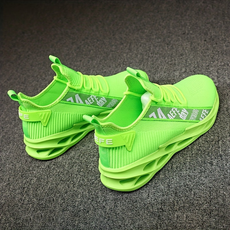 Men's Letter Print Lace Up Knit Sneakers Casual Shoes