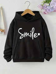 Girls 'Smile' Letter Print Hooded Sweatshirt Pullover Hoodie