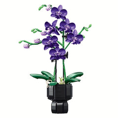 QIGU Building Blocks Bouquet Purple Orchid Floral Arrangement