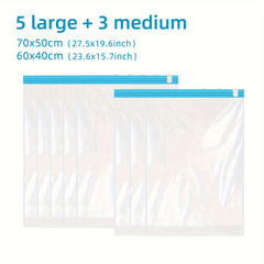 8pcs Vacuum Compression Storage Bags Transparent Sealed Moving Bags