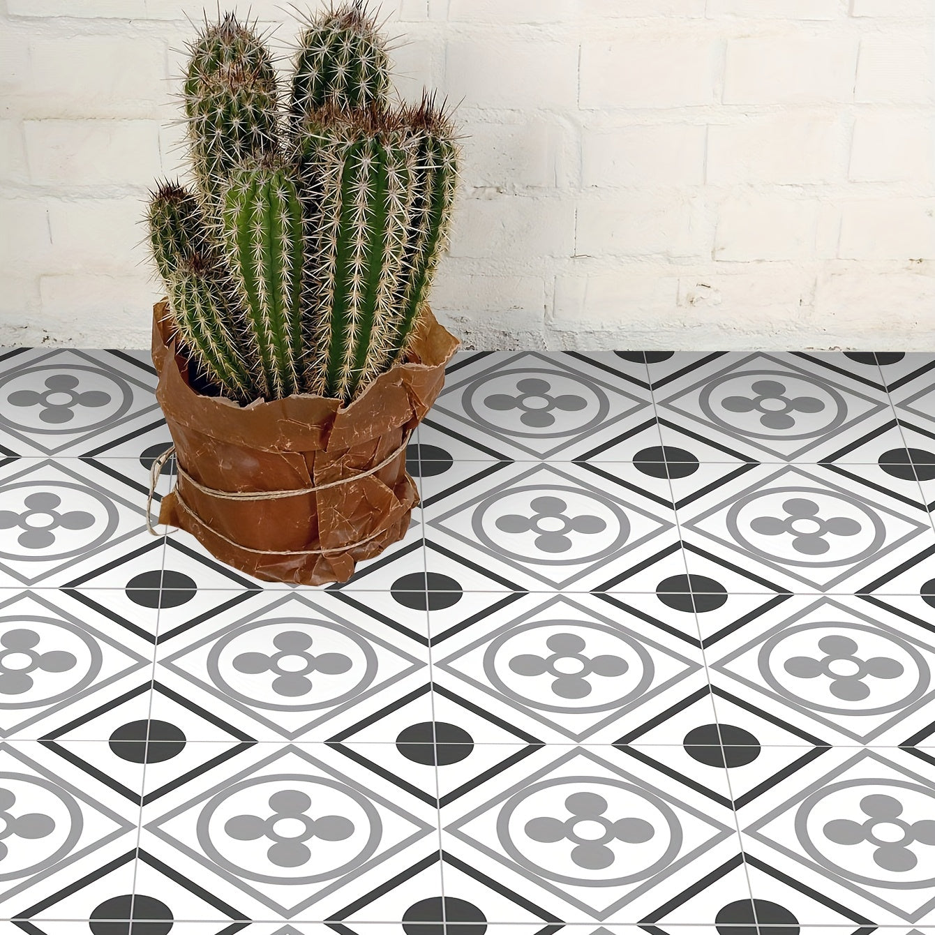 Peel And Stick Floor Tile 19.99x19 Moroccan Gray Mosaic Tile Look