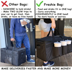 Insulated Food Bag XL Oxford Cloth Waterproof Takeaway Bag with Cup Hol