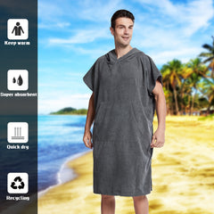Mutao Hooded Towel Surf Poncho Changing Robe Quick Dry Microfiber Towel
