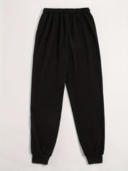Casual Sports Sweatpants Women's Plus Mouth Print Drawstring Loose Fit