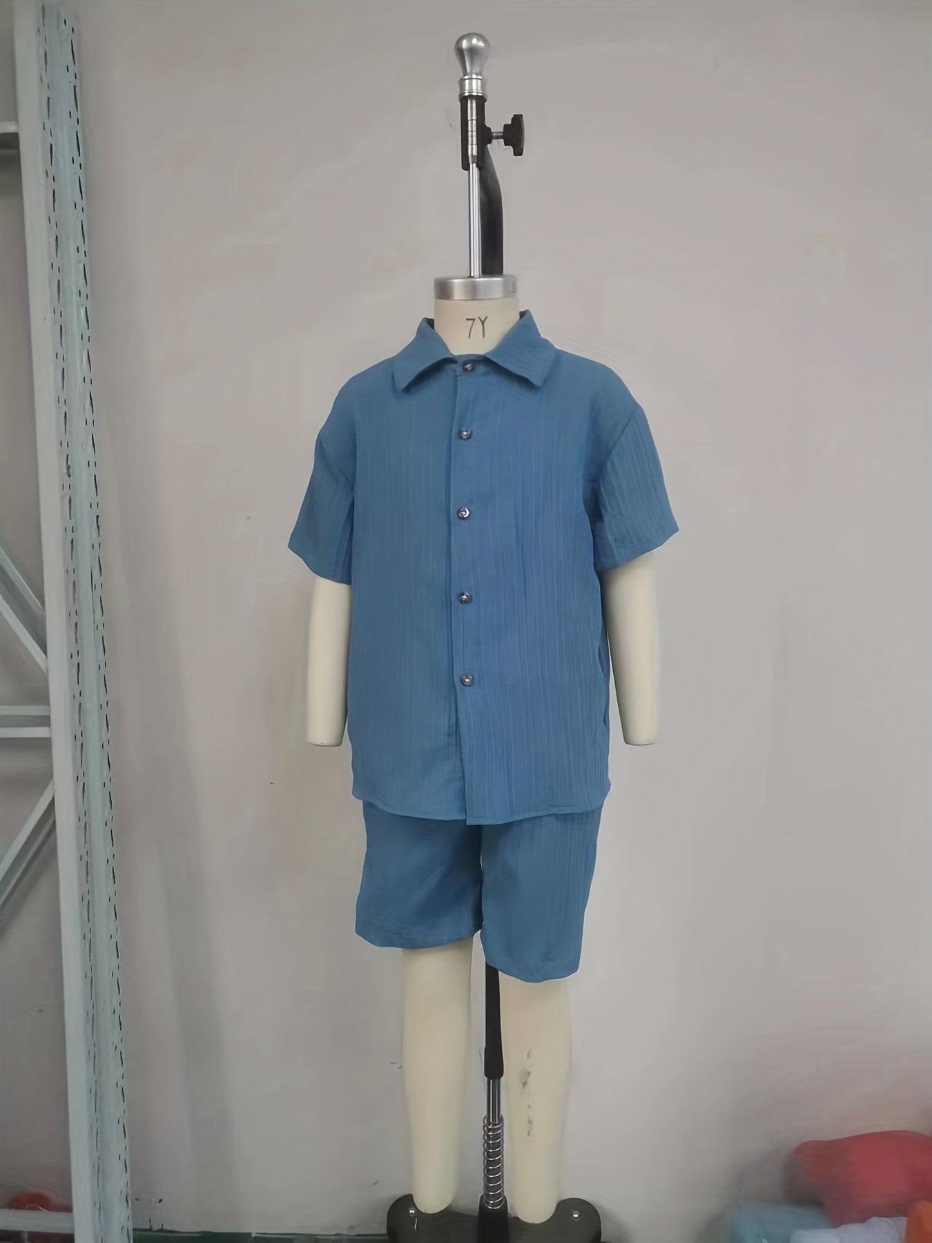 Boys 2pcs Short Sleeve Button Down Shirt & Shorts Set