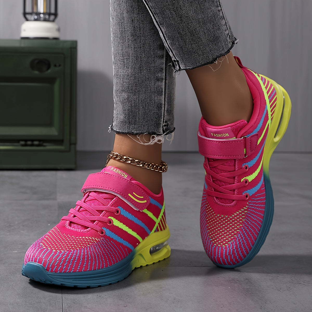 Women's Breathable Running Shoes Hook & Loop Fastener Athletic Sneakers