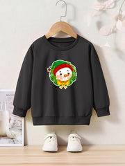 Cartoon Snowman Print Long Sleeve Sweatshirt Girls Pullover