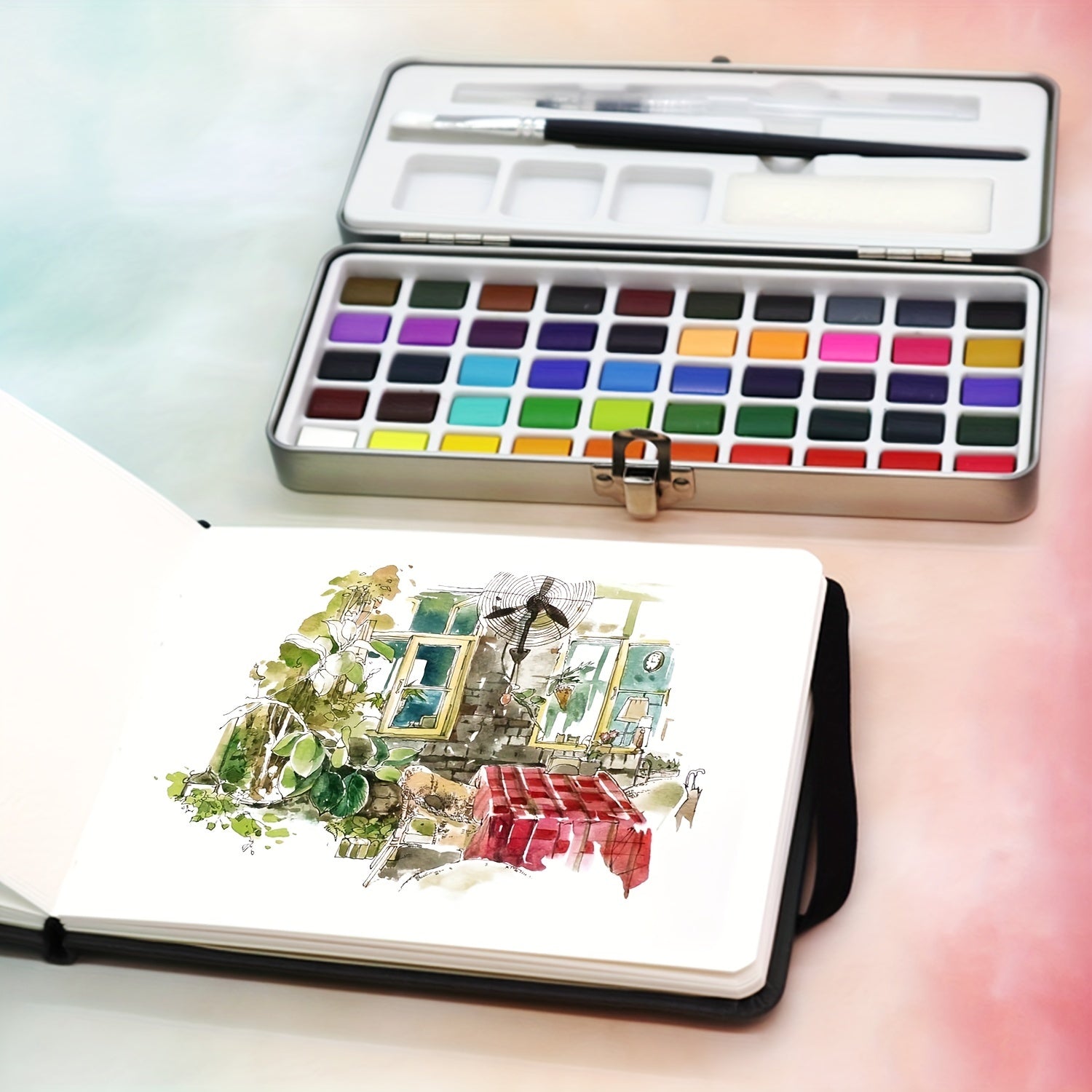 Seamiart 100 Colors Solid Watercolor Pigment Set Portable Writing Painting