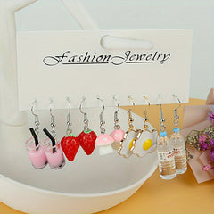 5 Pairs Girls Funny Drop Earrings for Party Birthday Gift