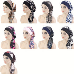 Paisley Print Elastic Bonnet Turban Cap Headscarf