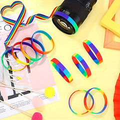 Rainbow Sports Silicone Bracelet Stretch Rubber Wristband