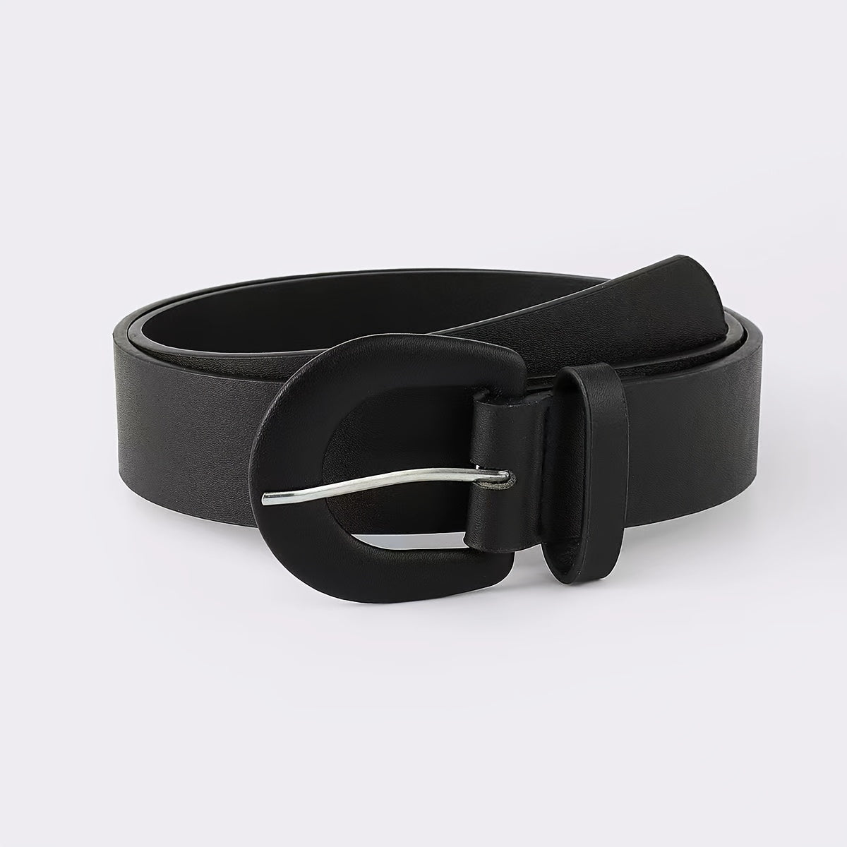 D Shape Buckle Belt Pu Leather for Women Girls