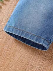 Girls Button Pocket Washed Denim Shorts Summer Clothes