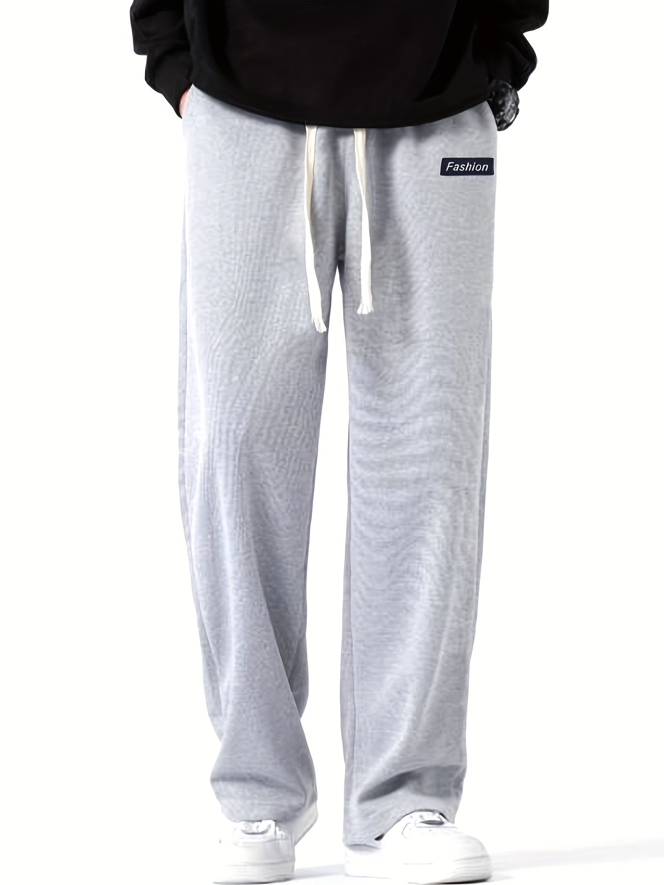 Men's Drawstring Sweatpants Loose Fit Casual Baggy Straight Leg Trousers