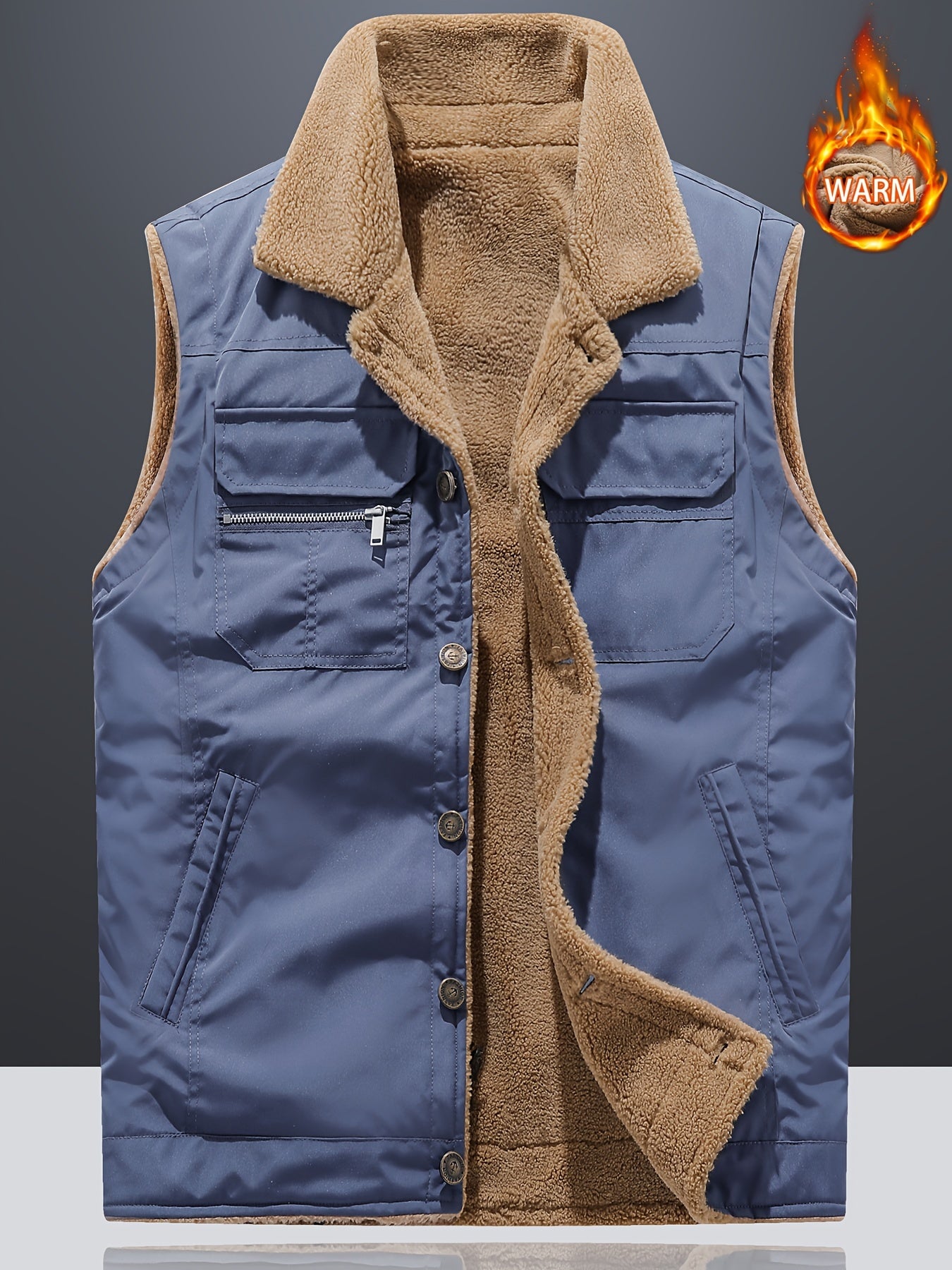 Men's Thermal Lapel Vest for Autumn Winter
