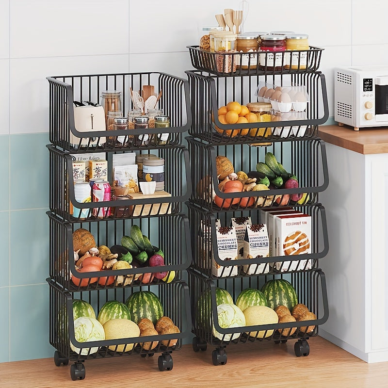 Kitchen Storage Basket Vegetable Fruit Removable Drain Functional Storage