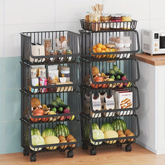 Kitchen Storage Basket Vegetable Fruit Removable Drain Functional Storage