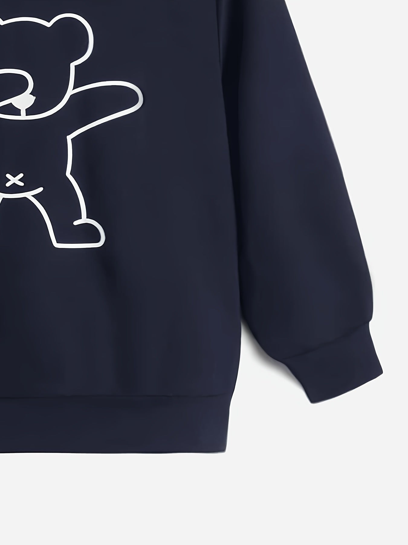 Bear Print Boys Casual Hooded Sweatshirt for Spring Fall