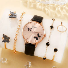 Butterfly Watch with Rhinestones & Starry Sky Dial - Set of 5