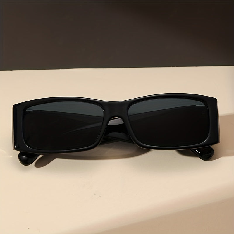 Rectangle Frame Sunglasses Vintage Metal Temple Glasses UV400
