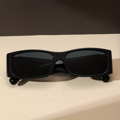 Rectangle Frame Sunglasses Vintage Metal Temple Glasses UV400