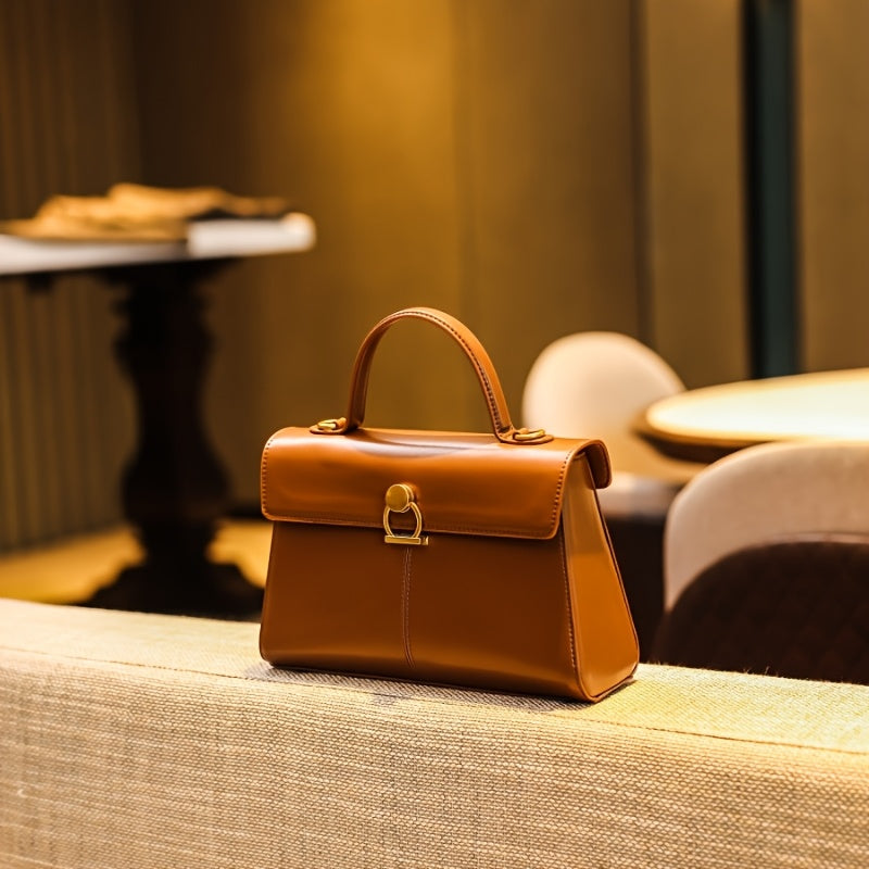 Microfiber Leather Handbag Solid Buckle Closure Edge Paint Autumn Winter