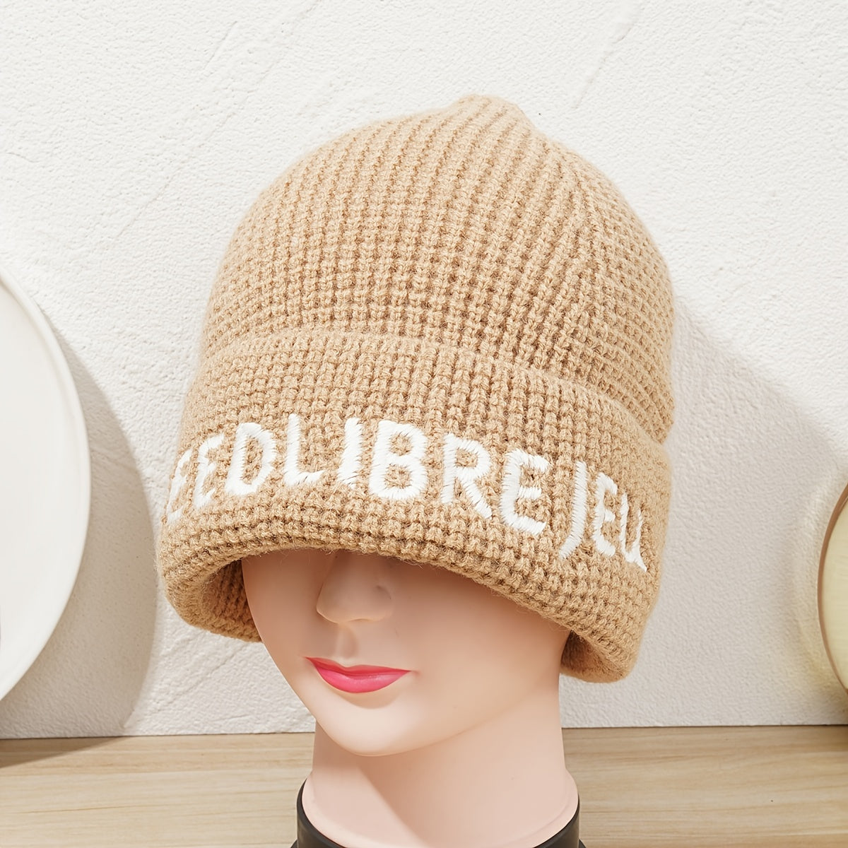 Embroidery Beanie Hat for Women Men Casual Knit