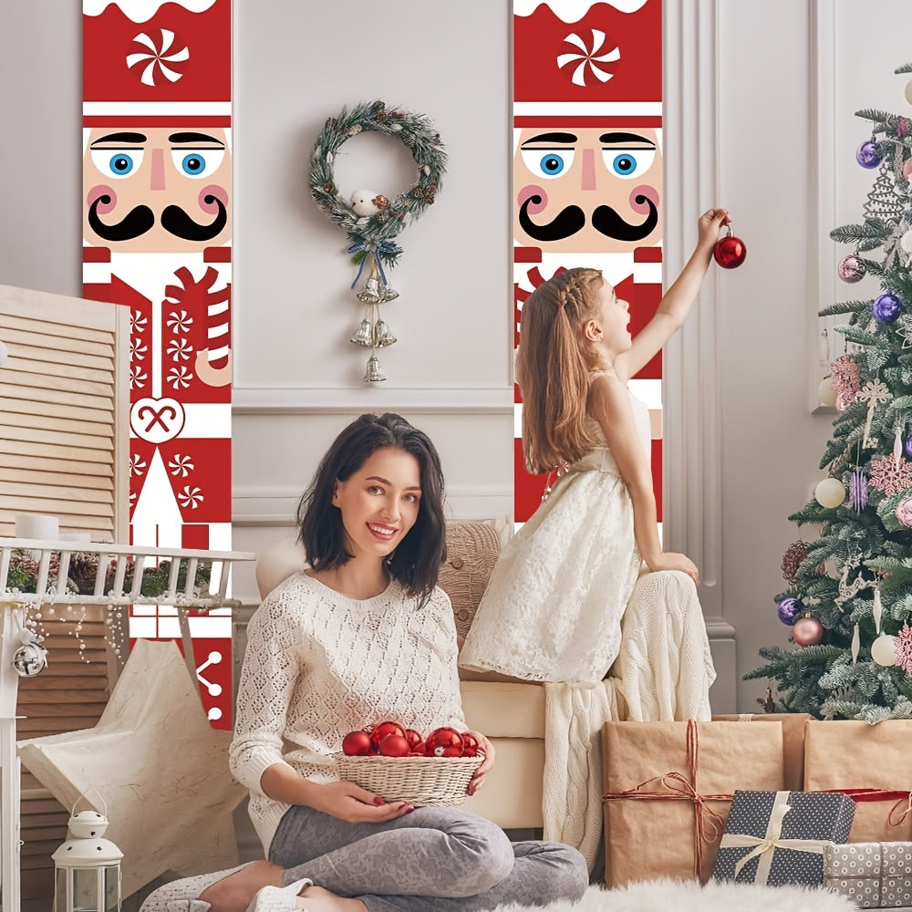 Christmas Nutcracker Banner Porch Decorations Soldier Vertical Christmas Decor