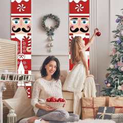 Christmas Nutcracker Banner Porch Decorations Soldier Vertical Christmas Decor