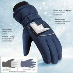 Kids Winter Gloves Non slip Skiing Gloves Cold Weather Gloves 10-12 Years