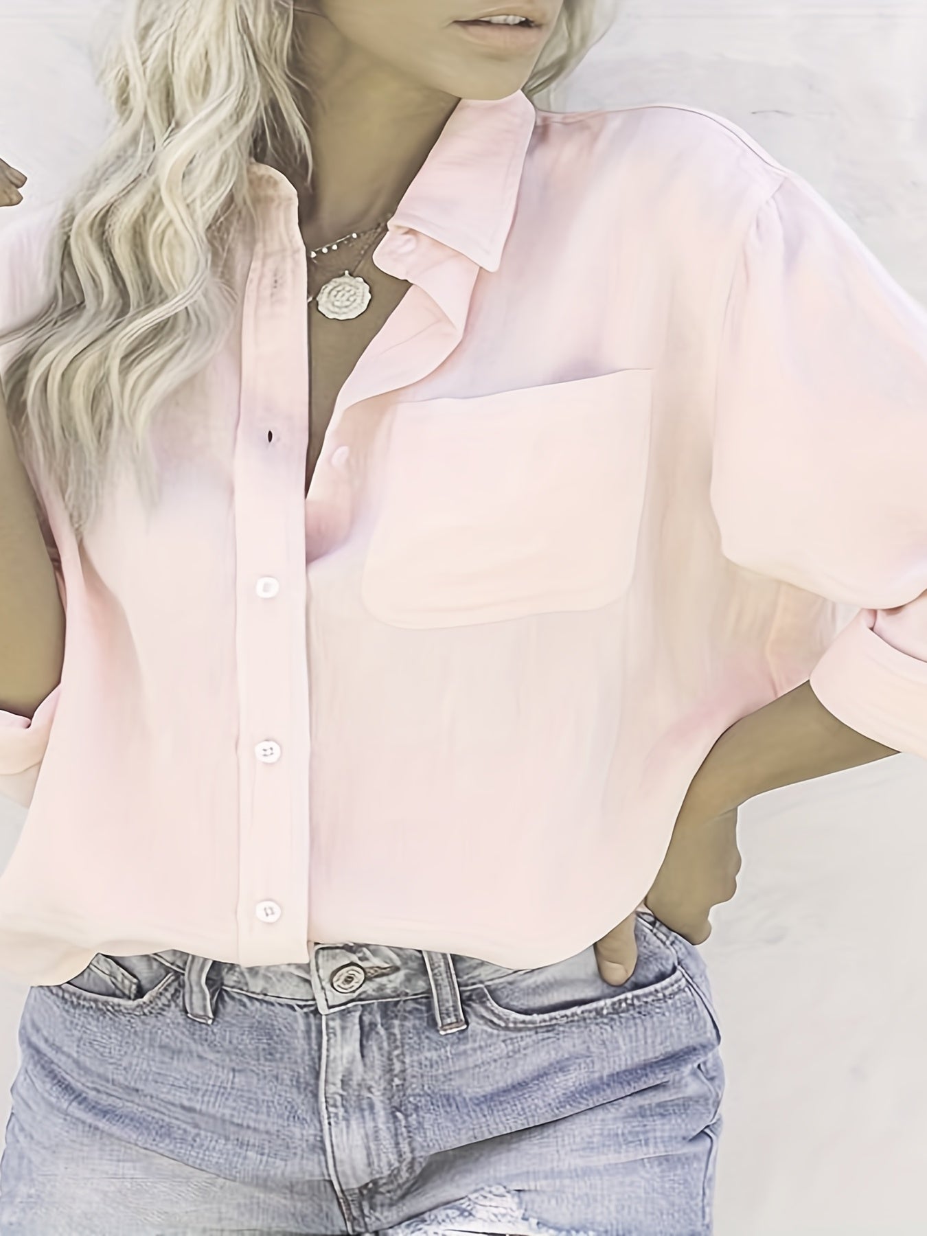 Button Up Long Sleeve Casual Blouse