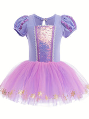 Girls Ballet Dress Ruffled Sleeve Dance Tutu Princess Costume