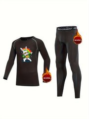 2pcs Rabbit Pattern Kids Compression Fleece Sets