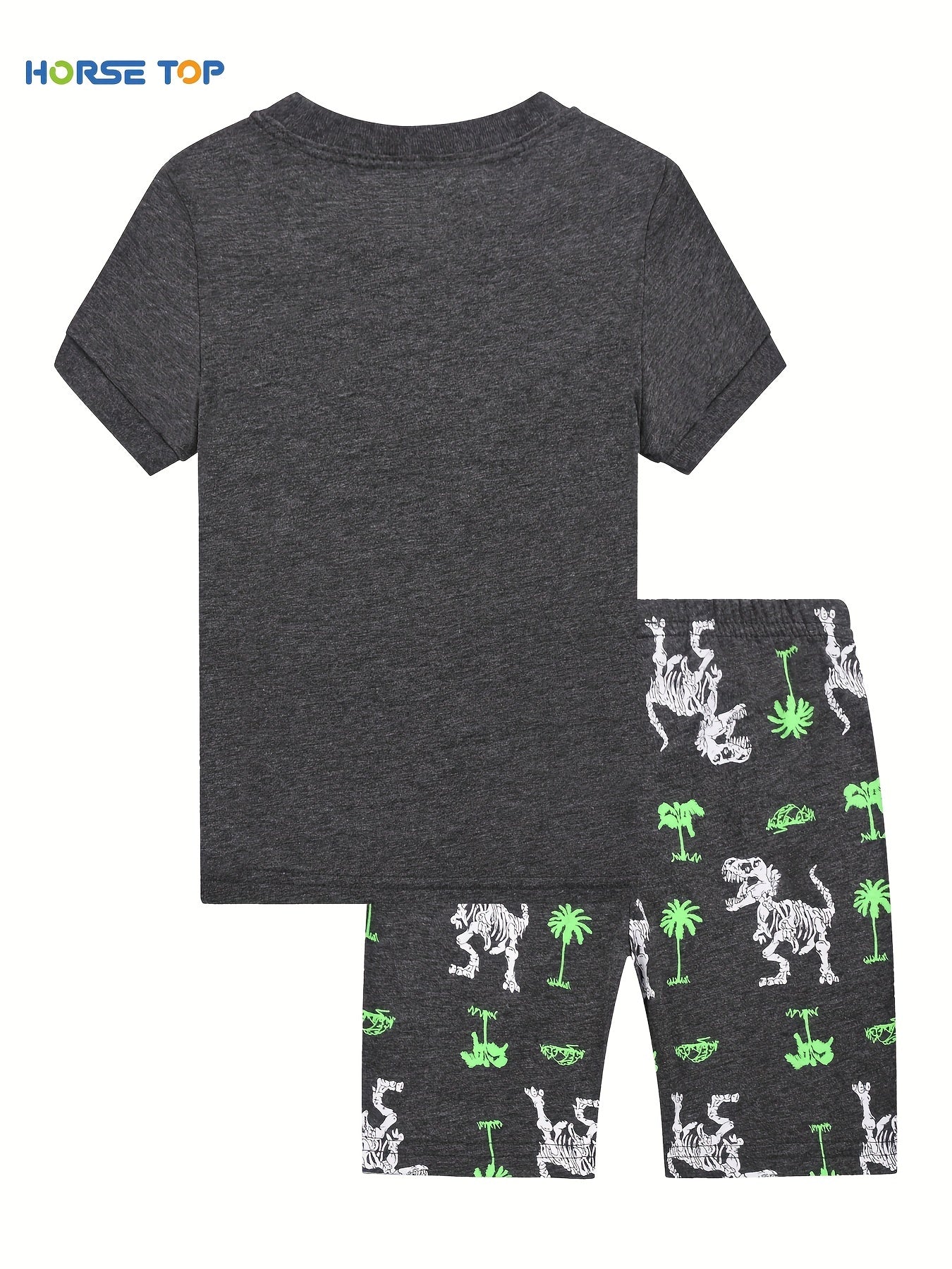 Boys Dino Skull Pajama Set Short Sleeves Crew Neck Homewear