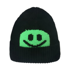 Wool Knitted Pullover Hat Smiling Face Men Women