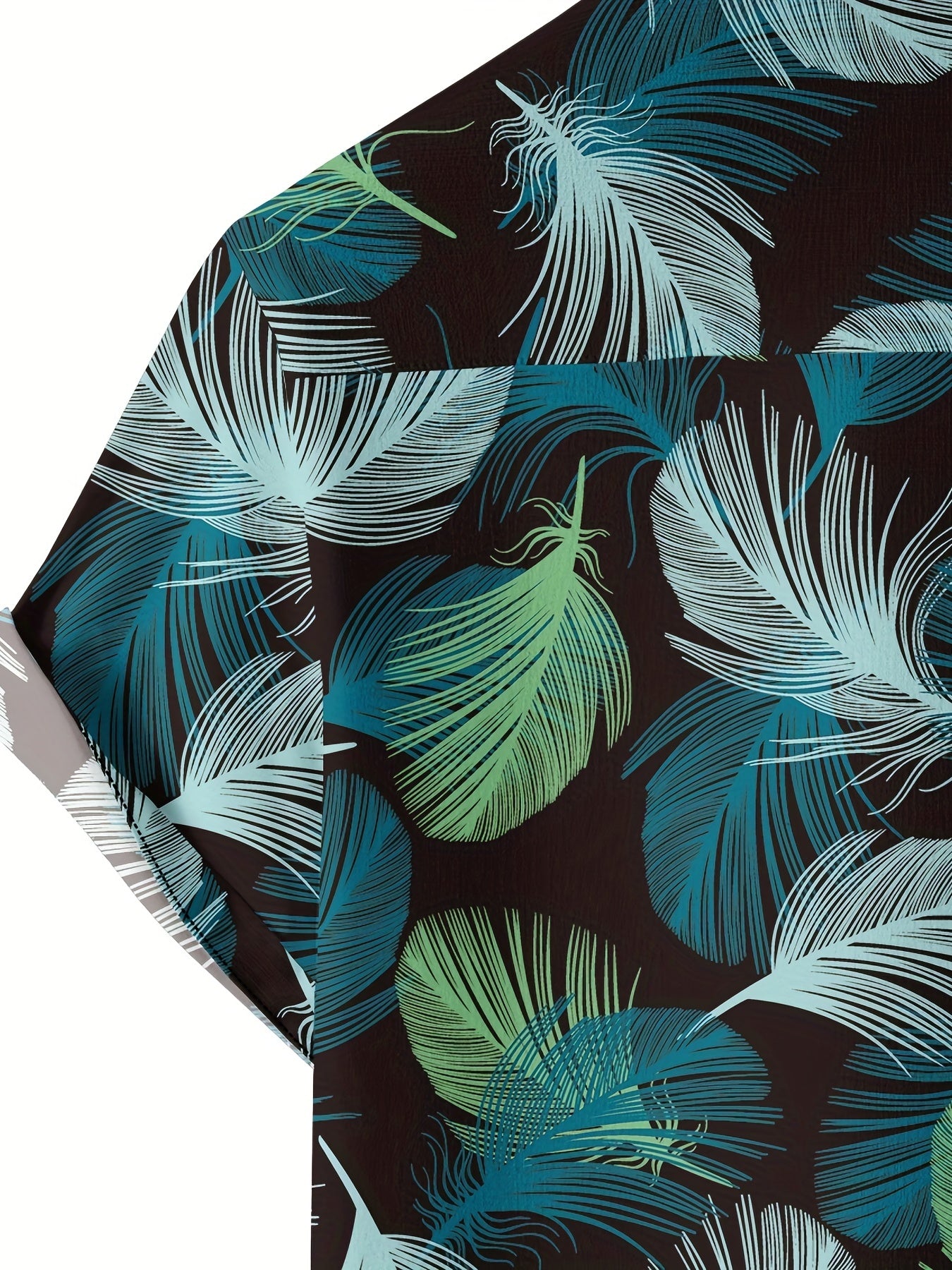 Men's Tropical Leaf Print Camp Collar Hawaiian Shirt