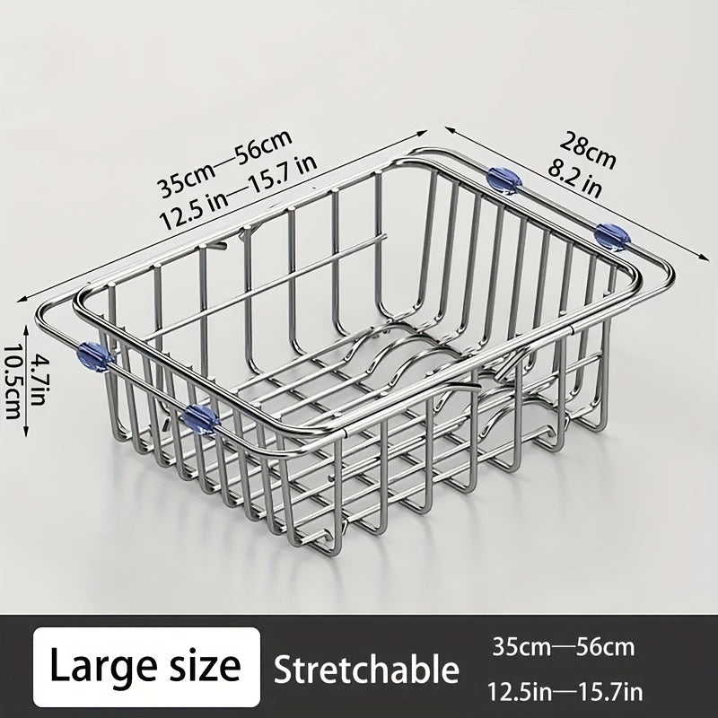 Retractable Stainless Steel Drain Basket Sink Rack