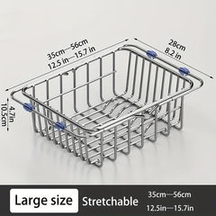 Retractable Stainless Steel Drain Basket Sink Rack